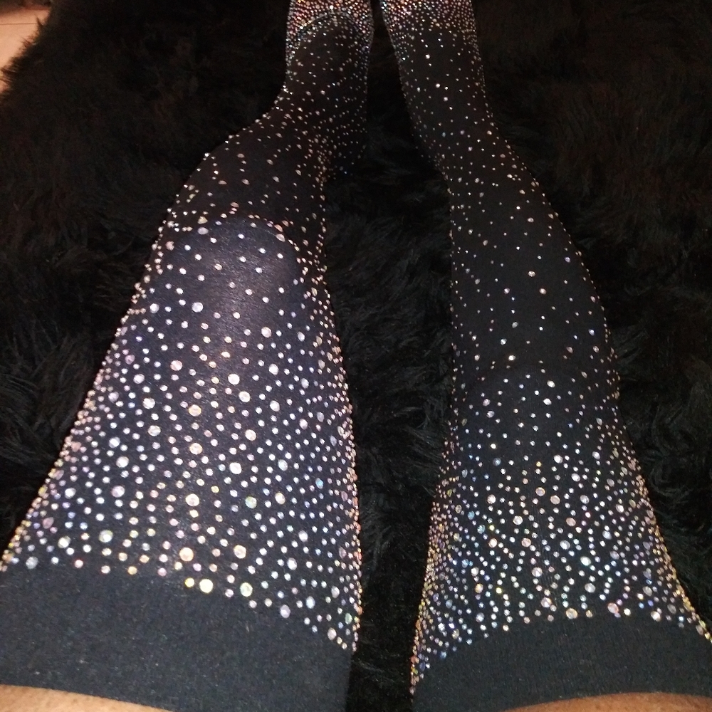 Thigh high sequins leggings 4inch boots